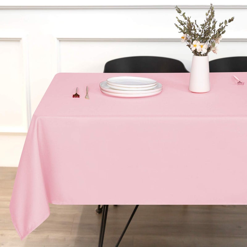 sancua Rectangle Tablecloth - 60 x 120 Inch - Stain and Wrinkle Resistant Washable Polyester Table Cloth  Decorative Fabric Table Cover for Dining Tables  Buffet Parties and Camping  Pink - Image 2